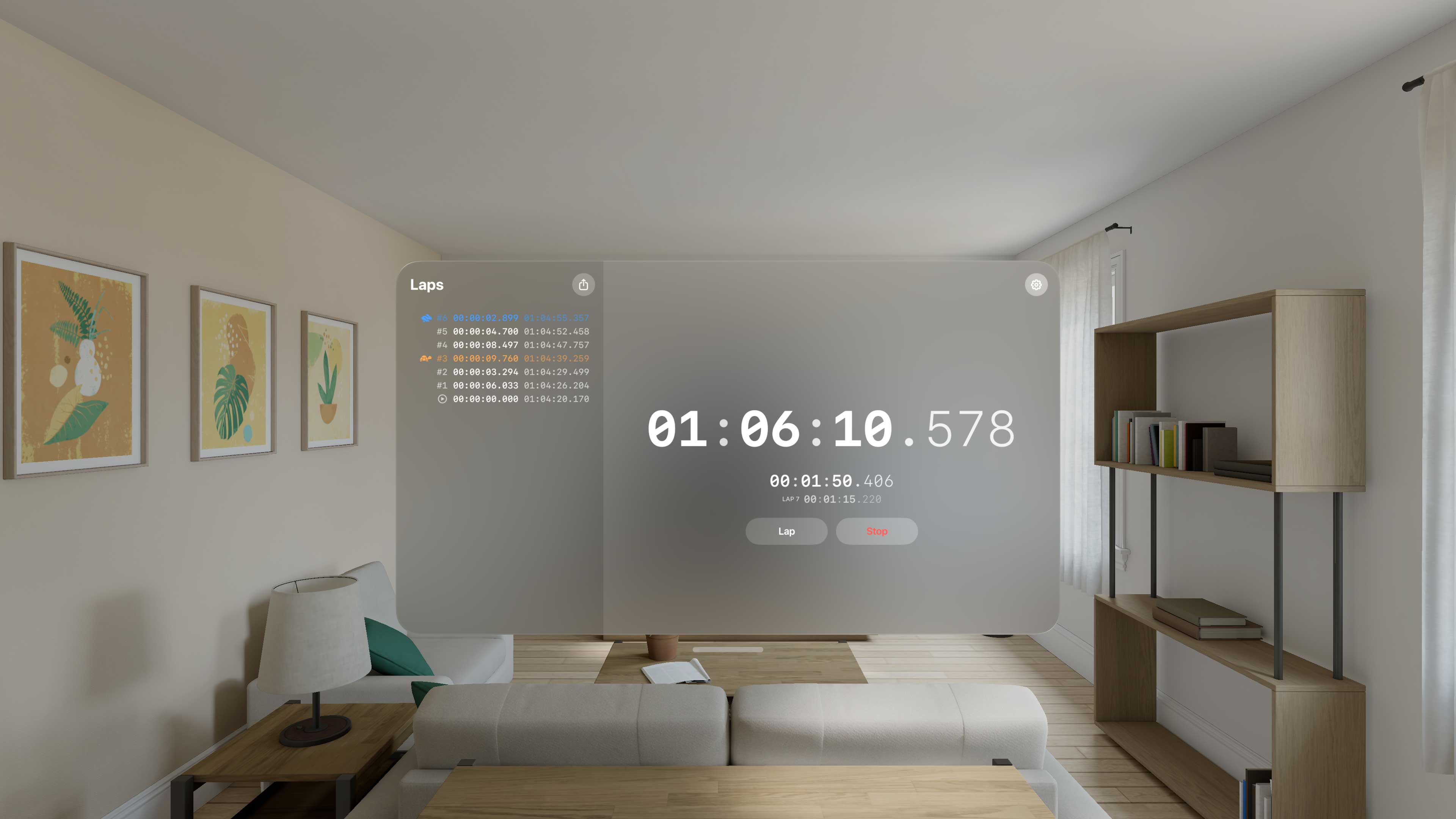 Live Clock running on Apple Vision Pro